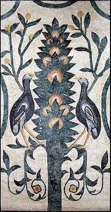 AN8 Birds and flower tree mosaic