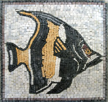 AN86 Black gold & white fish mosaic