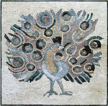 AN91 Peacock with open feathers mosaic