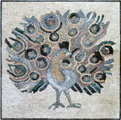 AN91 Peacock with open feathers mosaic