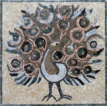 AN96 Peacock with open feathers mosaic