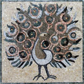 AN96 Peacock with open feathers mosaic
