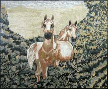 AN562 White horses in bush mosaic