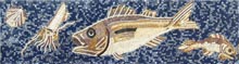 AN599 Gold & blue ocean life mosaic