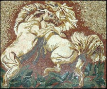 AN620 Two white fighting horses mosaic