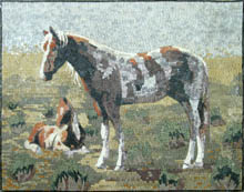 AN657 Horse green landscape mosaic