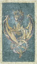 AN679 Faded gold & black dragon on blue background