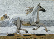 AN693 Beautiful galloping white horse mosaic