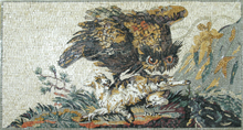 AN709 Owl on prey hunting scene mosaic