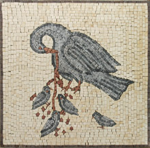 AN728 Grey mother bird and baby birds mosaic