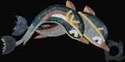 AN822 Colorful swimming dolphins mosaic