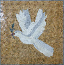 AN825 Dove on golden background mosaic