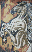 AN836 Majestic white jumping horse mosaic