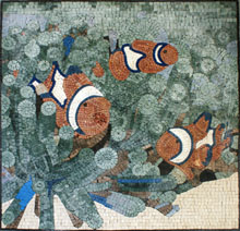 AN849 Red & white fish group mosaic