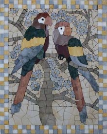 AN858 Colorful parrots and flowers stone mosaic