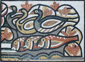 AN872 Ducks & fish stone mosaic