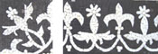 BD89 White on black floral pattern mosaic border