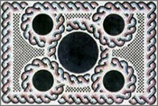 CR128 Black circles with wave border mosaic