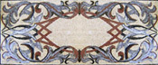CR133 Burgundy & blue floral mosaic art carpet