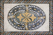 CR143 Golden & grey floral design carpet with wave border