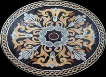 CR153 Colorful oval floral design on black background mosaic