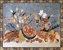 CR154 Beautiful fruit and flowers table mosaic