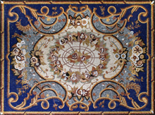 CR159 Royal blue artistic floral design mosaic