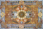 CR172 Golden & blue multi design mosaic carpet