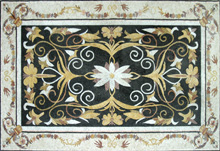 CR175 Elegant black gold & white floral mosaic