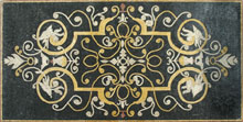 CR181 black gold & white elegant floral art mosaic