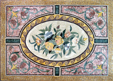 CR186 Beautiful pastel floral mosaic with greek keys border