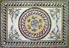 CR19 Roman leaves & wave borders mosaic