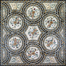 CR207 Circular floral design with wave borders