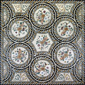 CR207 Circular floral design with wave borders