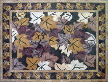 CR21 Purple gold & white automn leaves marble mosaic