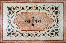 CR214 Pink salmon & blue floral design on white background mosaic