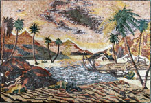 CR226 Sand mountains scene with palm trees mosaic marble