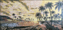 CR227 Palm river trees scene marble mosaic