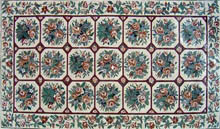 CR247 Red floral squares design mosaic carpet