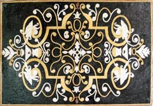 CR254 black gold & white elegant floral art mosaic