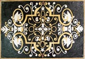CR254 black gold & white elegant floral art mosaic