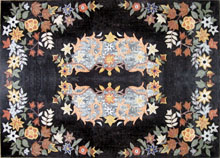 CR256 Colorful symmetric floral design on black background