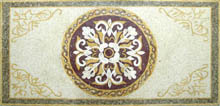 CR258 Cream yellow white & burgundy floral design mosaic