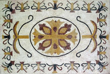 CR26 Gold & burgundy artistic floral design mosaic