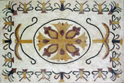 CR26 Gold & burgundy artistic floral design mosaic