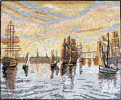 CR262 Beautiful sunset ship painting mosaic