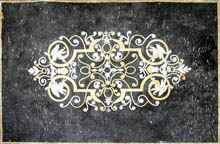 CR268 Black white & gold elegant floral design carpet