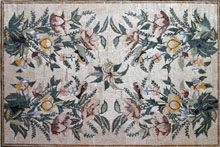 CR53 Elegant floral stone mosaic rug
