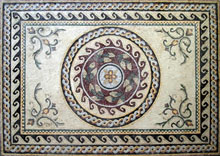 CR56 Roman leaves, braids and waves borders mosaic