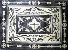 CR9 B&W beautiful floral mosaic carpet